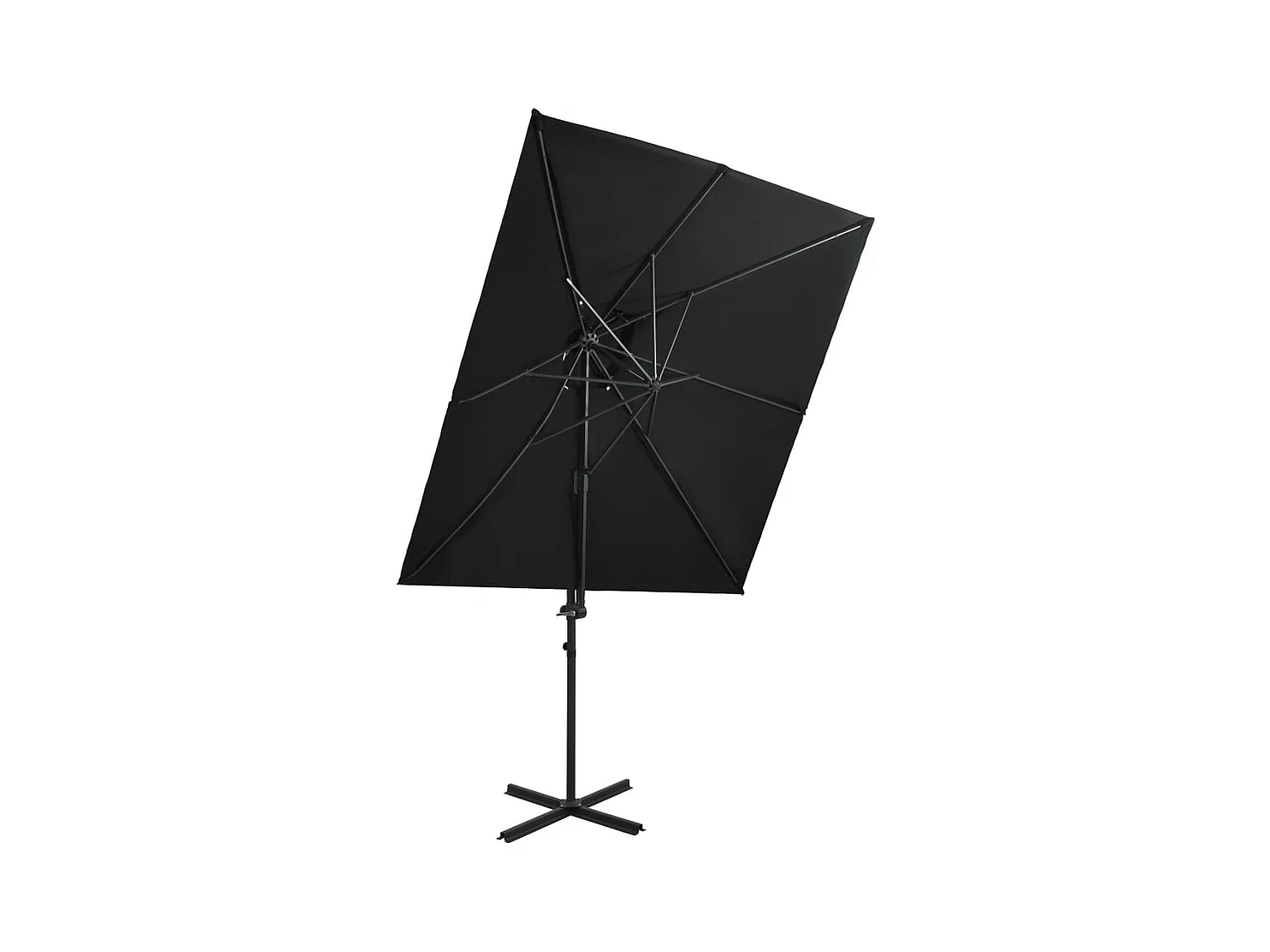 Parasol déporté à double toit Noir 250x250 cm