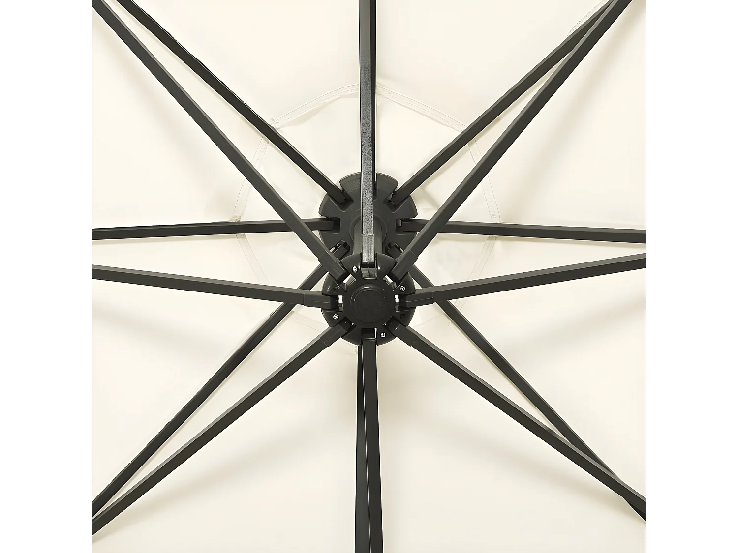 Parasol déporté avec mât et lumières LED Sable 300 cm