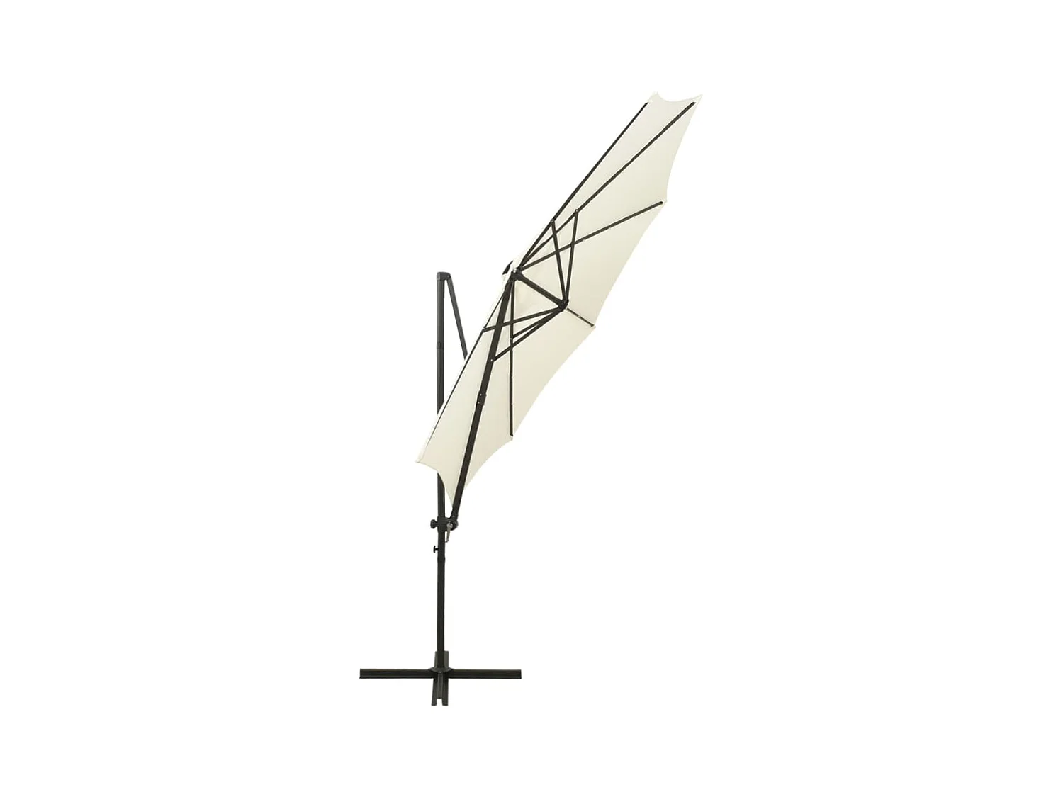 Parasol déporté avec mât et lumières LED Sable 300 cm