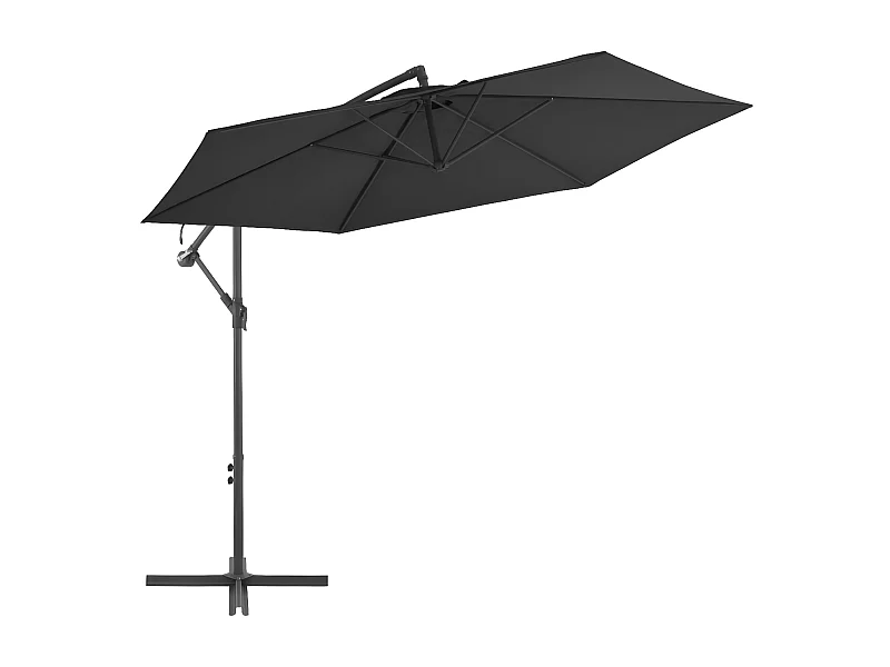 Sombrilla voladiza con poste de aluminio negro 300 cm
