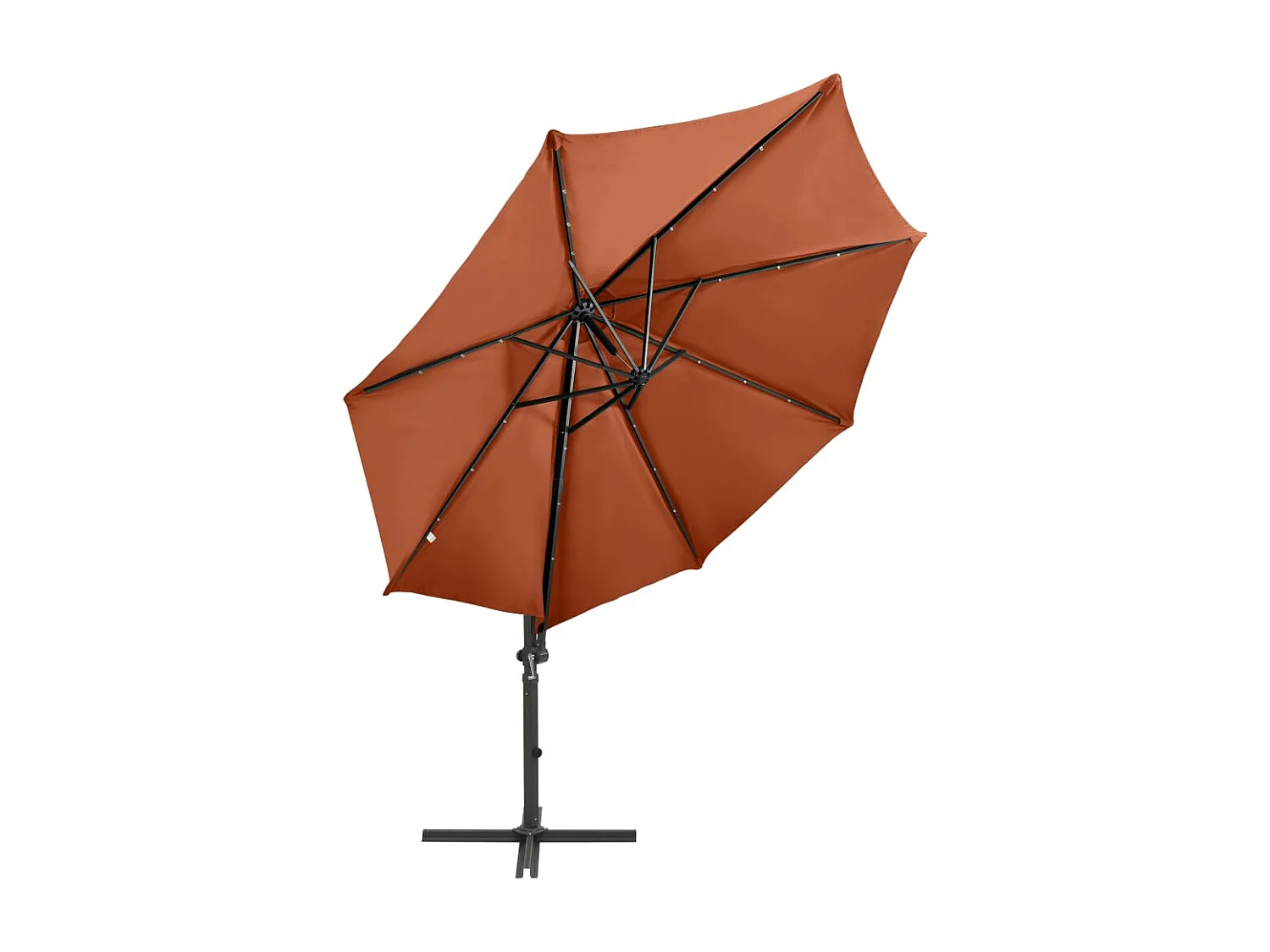 Parasol déporté avec mât et lumières LED Terre cuite 300 cm
