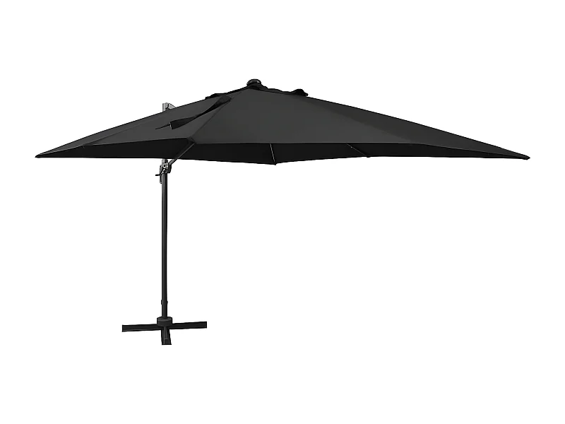 Guarda-sol cantilever c/ poste e luzes LED 300 cm preto