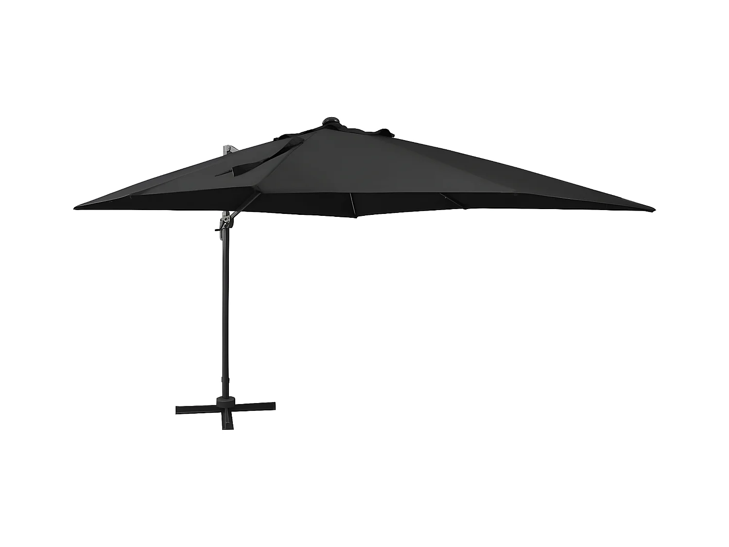 Guarda-sol cantilever c/ poste e luzes LED 300 cm preto