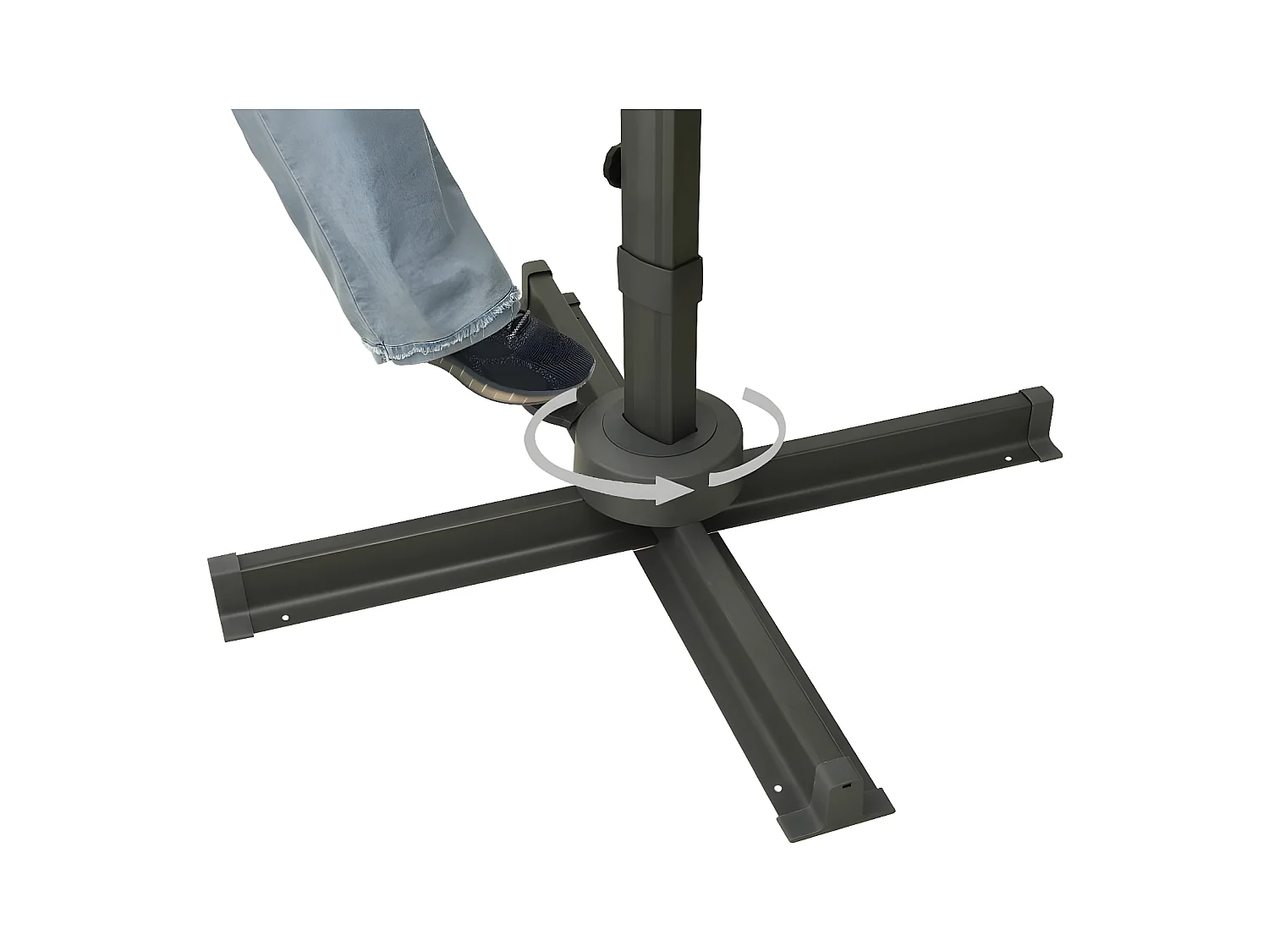 Guarda-sol cantilever c/ poste e luzes LED 300 cm preto