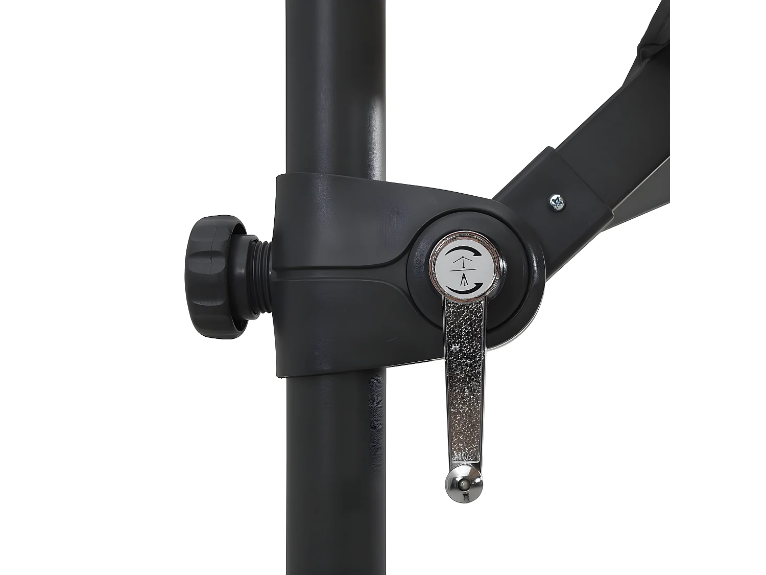 Sombrilla voladiza con luces LED y poste acero gris 250x250 cm