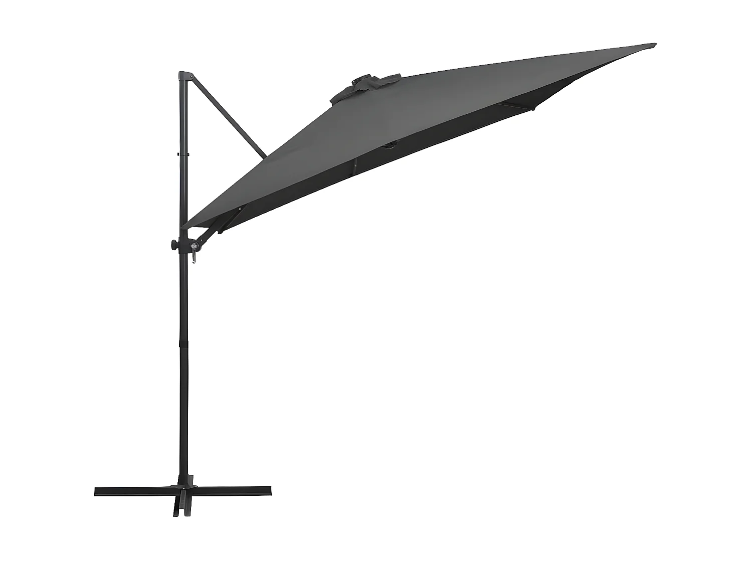Parasol déporté avec LED et mât en acier 250x250 cm Anthracite