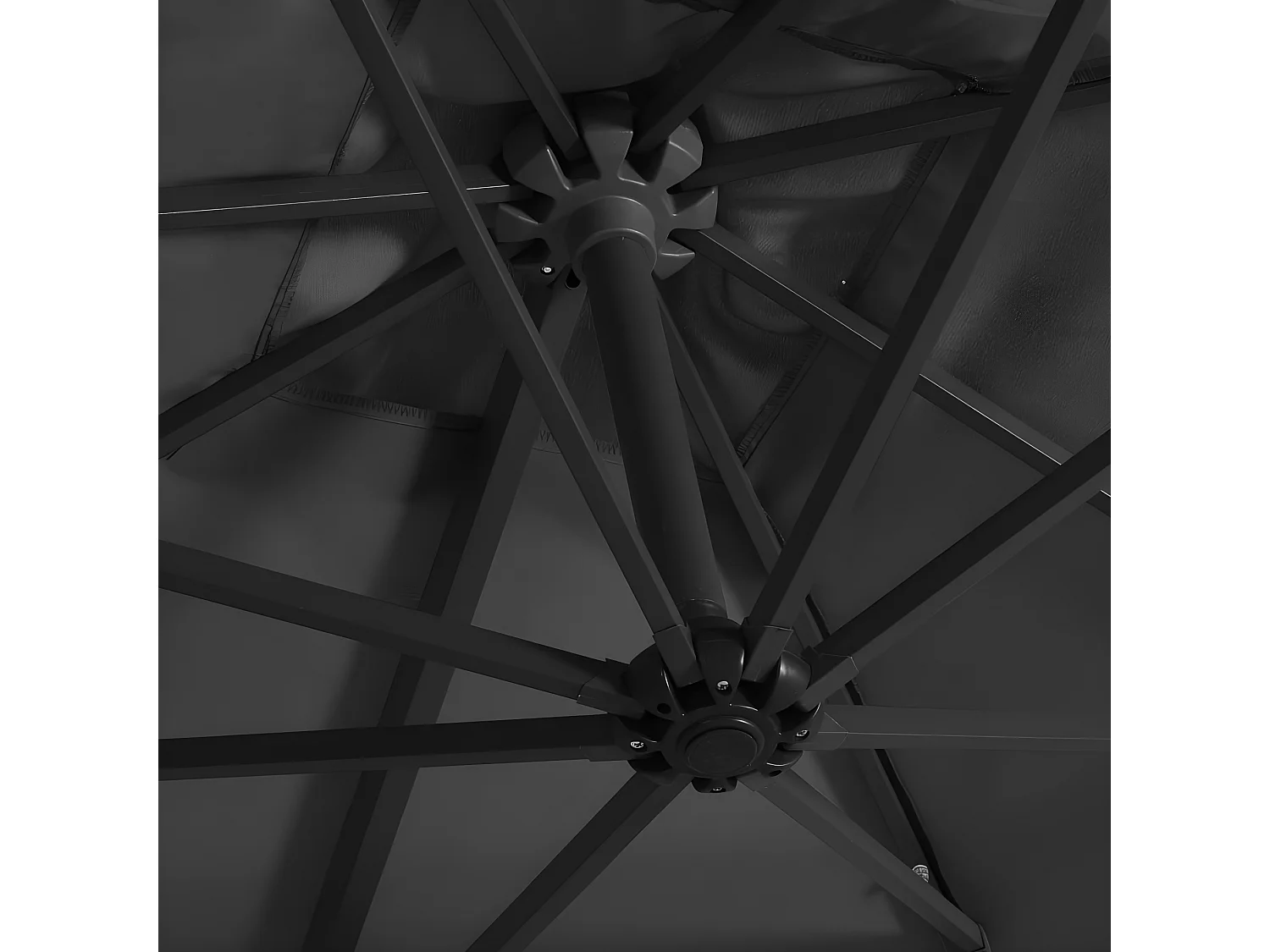 Parasol déporté avec LED et mât en acier 250x250 cm Anthracite