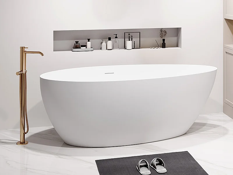 Freistehende Badewanne - asymmetrisch - 245 L - 160 x 82 x 58 cm - Acryl - Weiß matt - APULIA