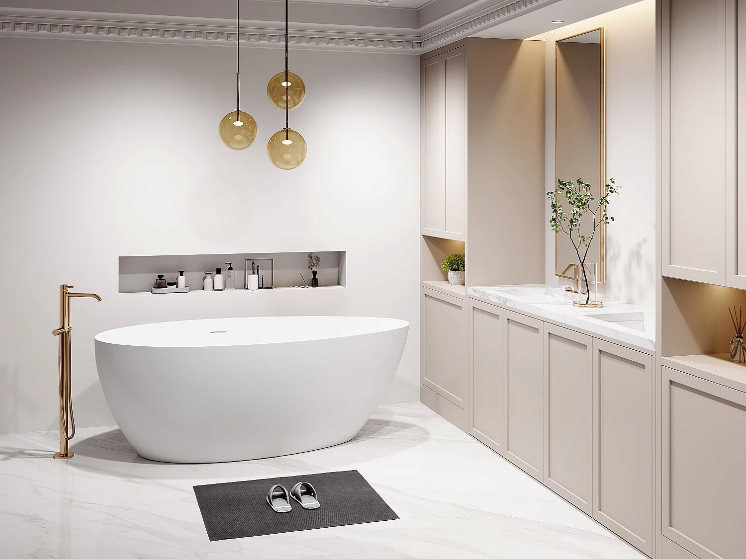 Baignoire îlot asymétrique - 245 L - 160 x 82 x 58 cm - Blanc mat - Acrylique - APULIA