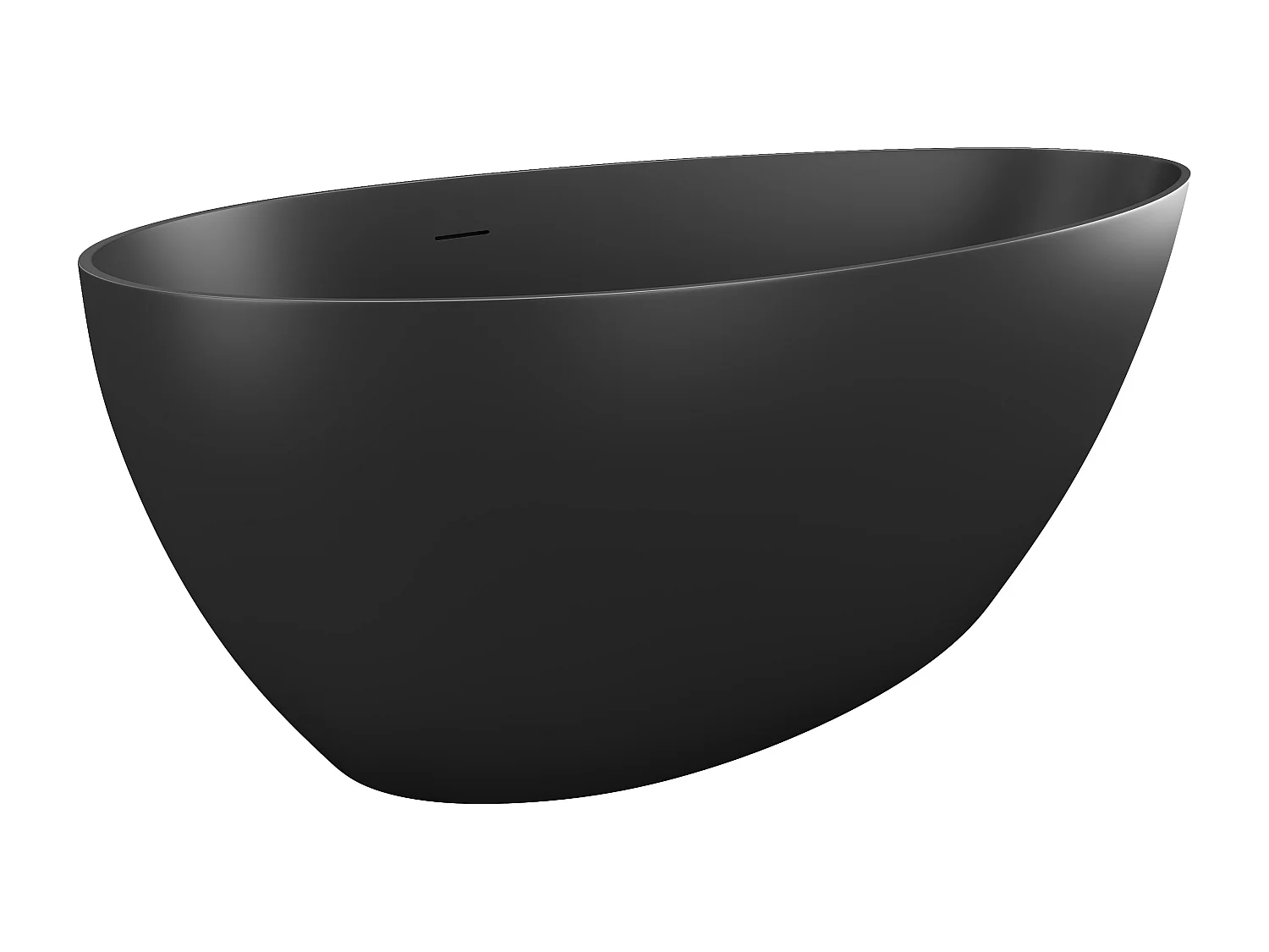 Bañera exenta asimétrica - 245 L - 160 x 82 x 58 cm - Negro mate - Acrílico - APULIA
