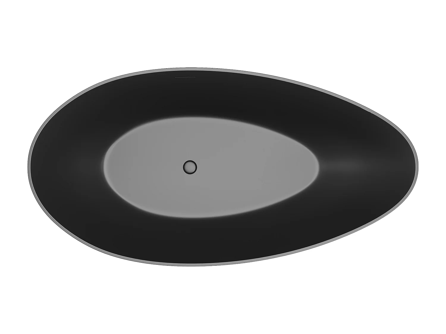 Bañera exenta asimétrica - 245 L - 160 x 82 x 58 cm - Negro mate - Acrílico - APULIA