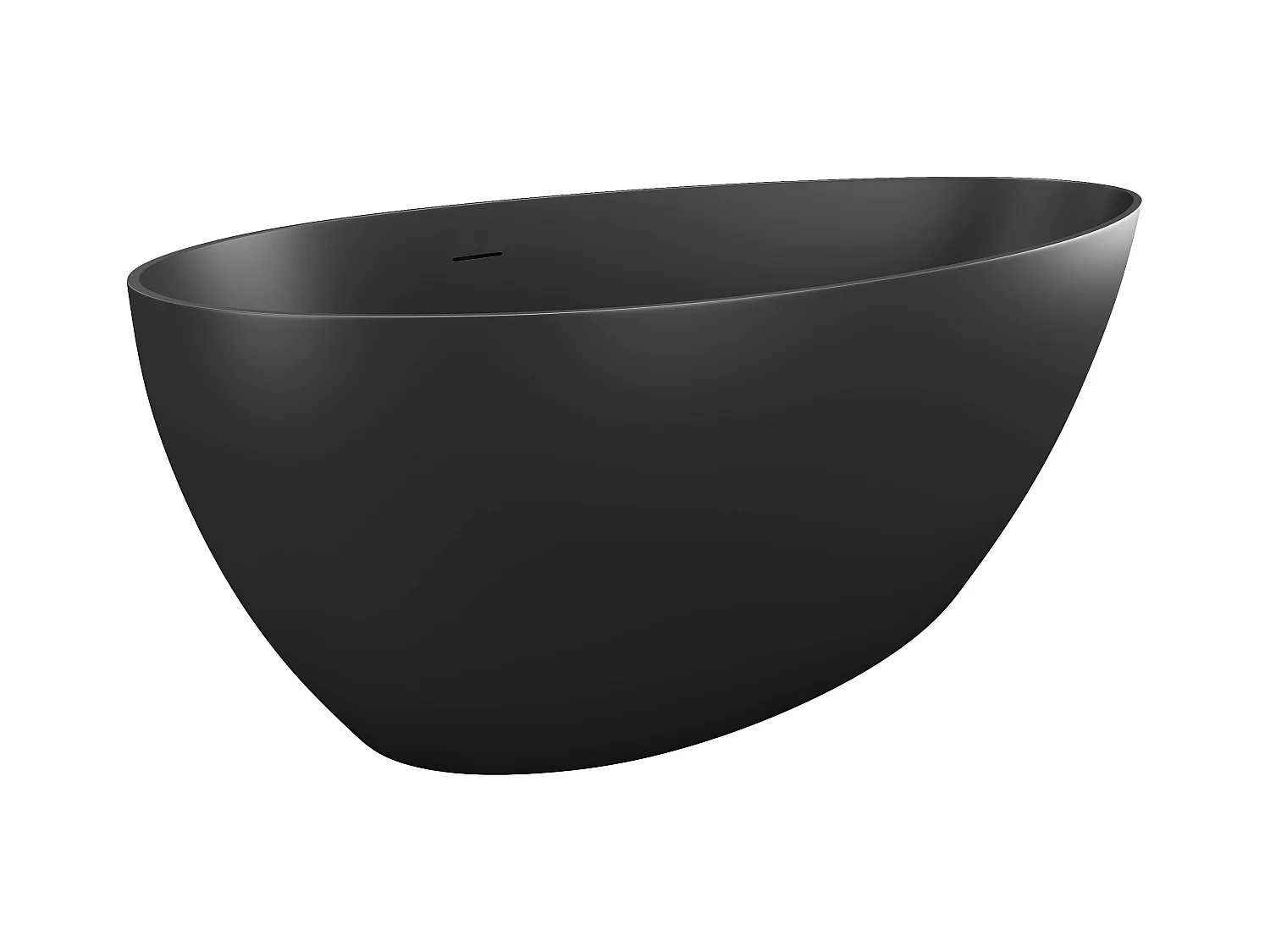 Asymmetrisch losstaand bad - 245L - 160 x 82 x 58 cm - Mat zwart - Acryl - APULIA