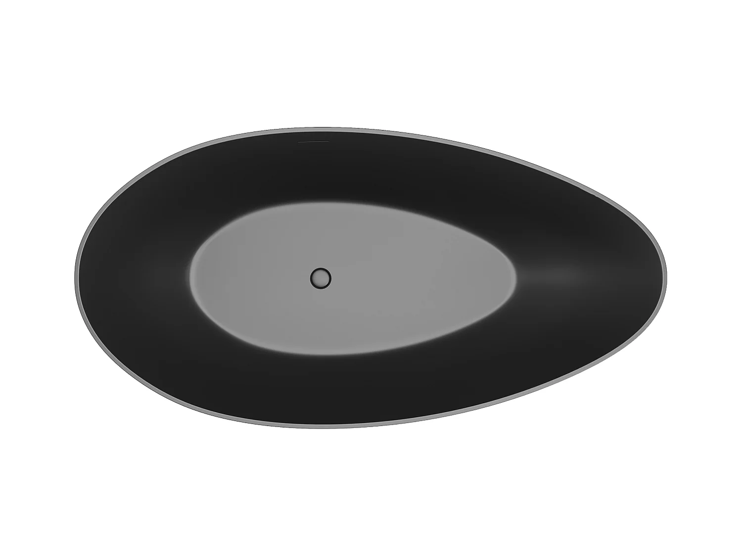 Asymmetrisch losstaand bad - 245L - 160 x 82 x 58 cm - Mat zwart - Acryl - APULIA
