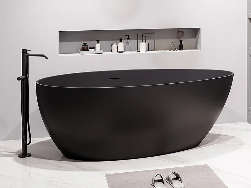 Vasca da bagno freestanding asimmetrica 245 litri 160 x 82 x 58 cm Nero opaco Acrilico - APULIA