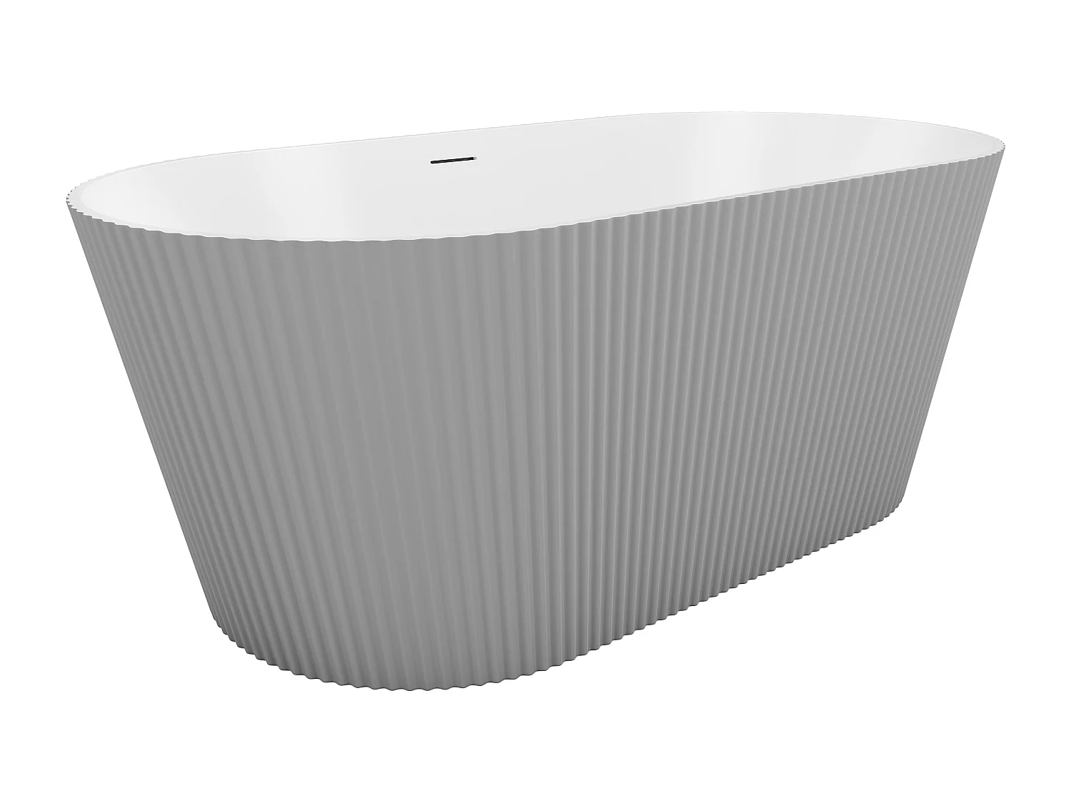 Baignoire îlot striée - 255 L - 149 x 73 x 58 cm - Gris mat - Acrylique - COBIANA