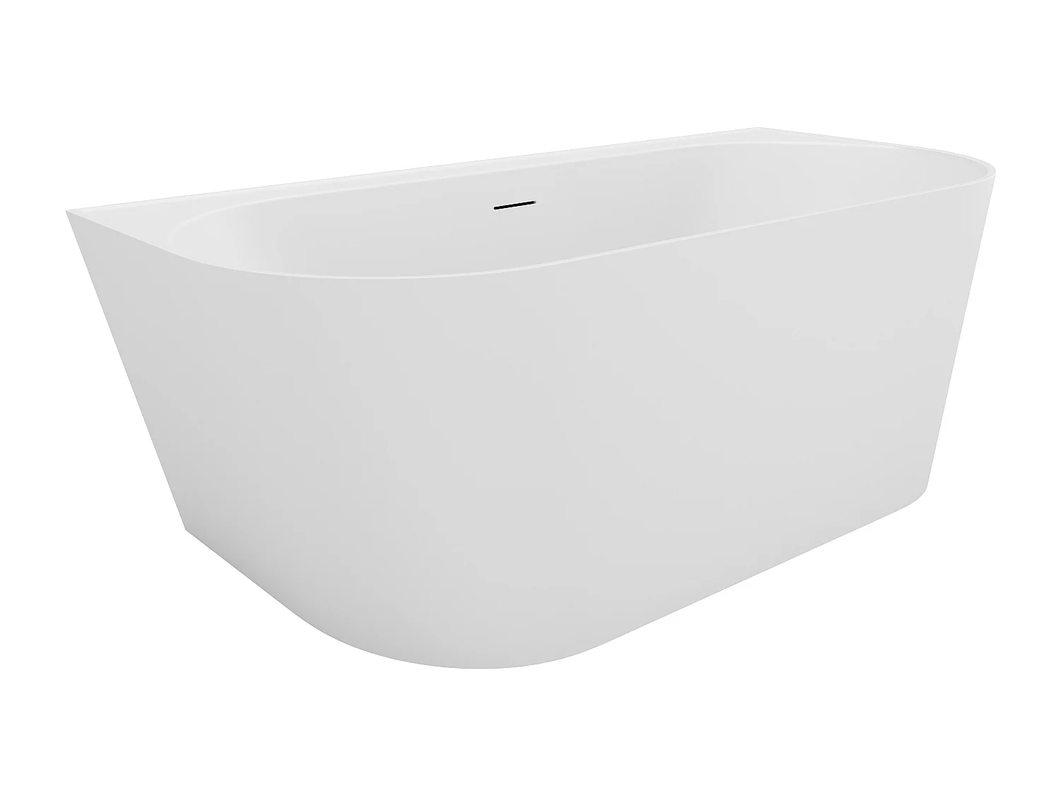 Baignoire semi îlot - 230 L - 160 x 75 x 58 cm - Blanc mat - Acrylique - AMOBIA