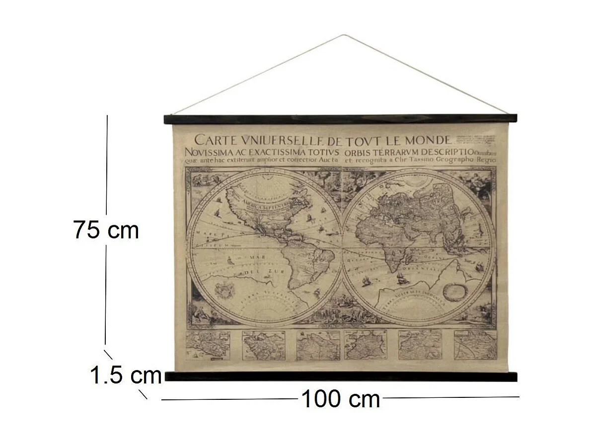 Toile décorative Mappemonde 100 x 75 cm