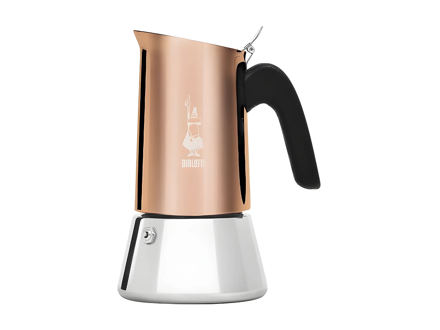 Cafeteira italiana Vénus em aço inoxidável 4 xícaras indução cobre Bialetti