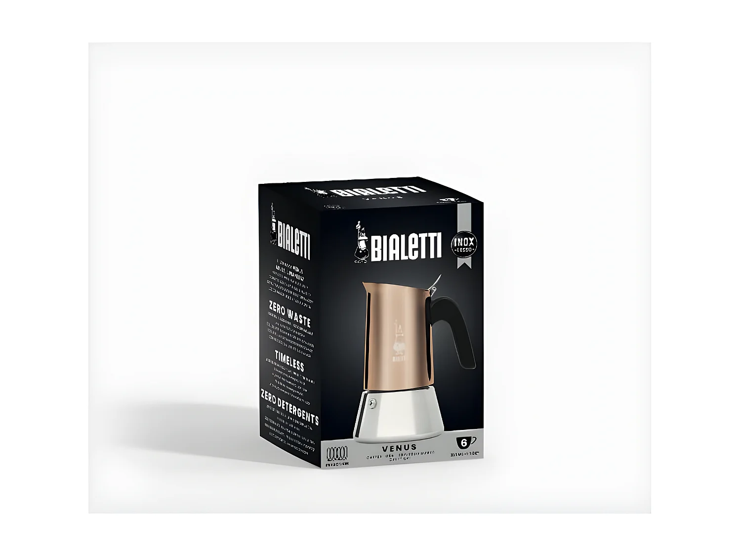 Cafeteira italiana Vénus em aço inoxidável 4 xícaras indução cobre Bialetti