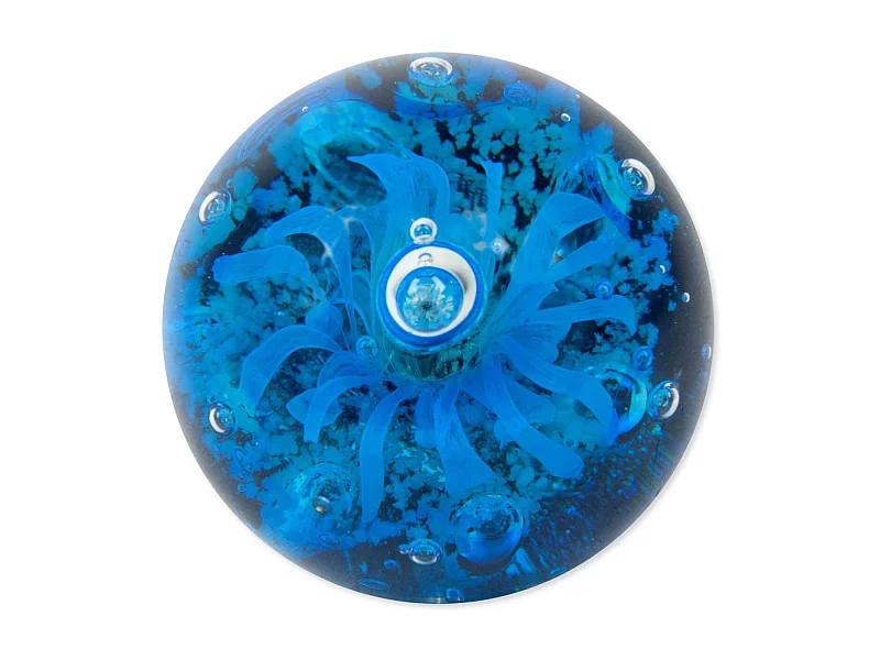 Presse papier rond en verre Meduse Bleu