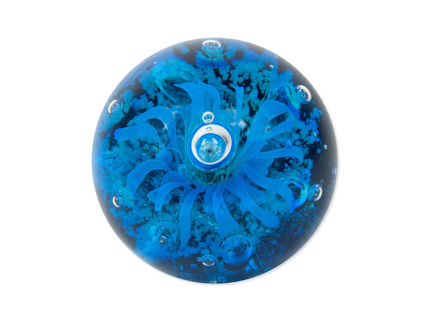 Presse papier rond en verre Meduse Bleu