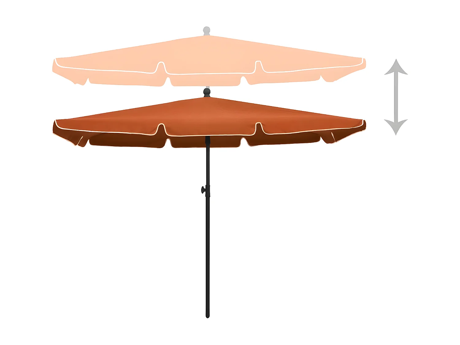 Parasol de jardin avec mât 210x140 cm Terre cuite