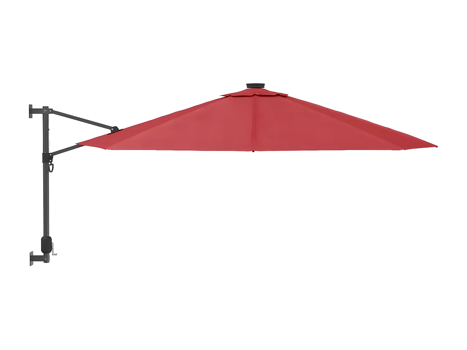Guarda-sol de parede com luzes LED 290 cm vermelho brilhante