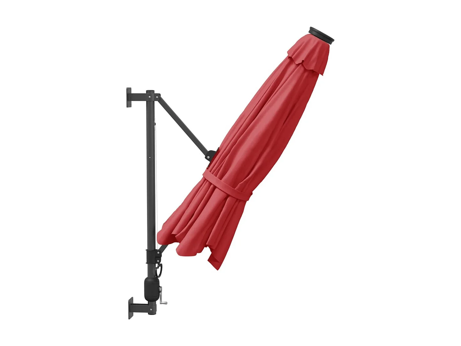 Guarda-sol de parede com luzes LED 290 cm vermelho brilhante