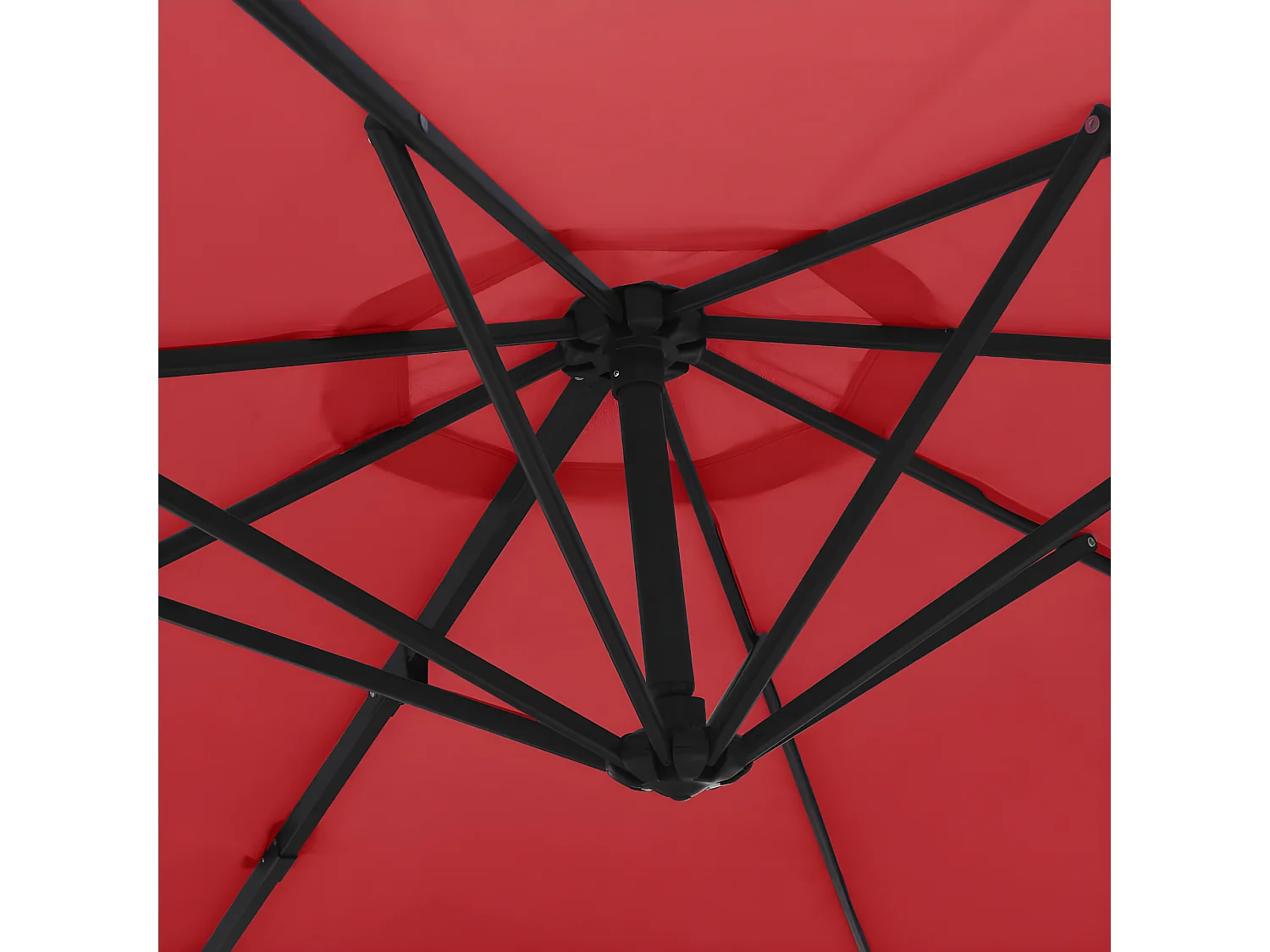 Guarda-sol de parede com luzes LED 290 cm vermelho brilhante