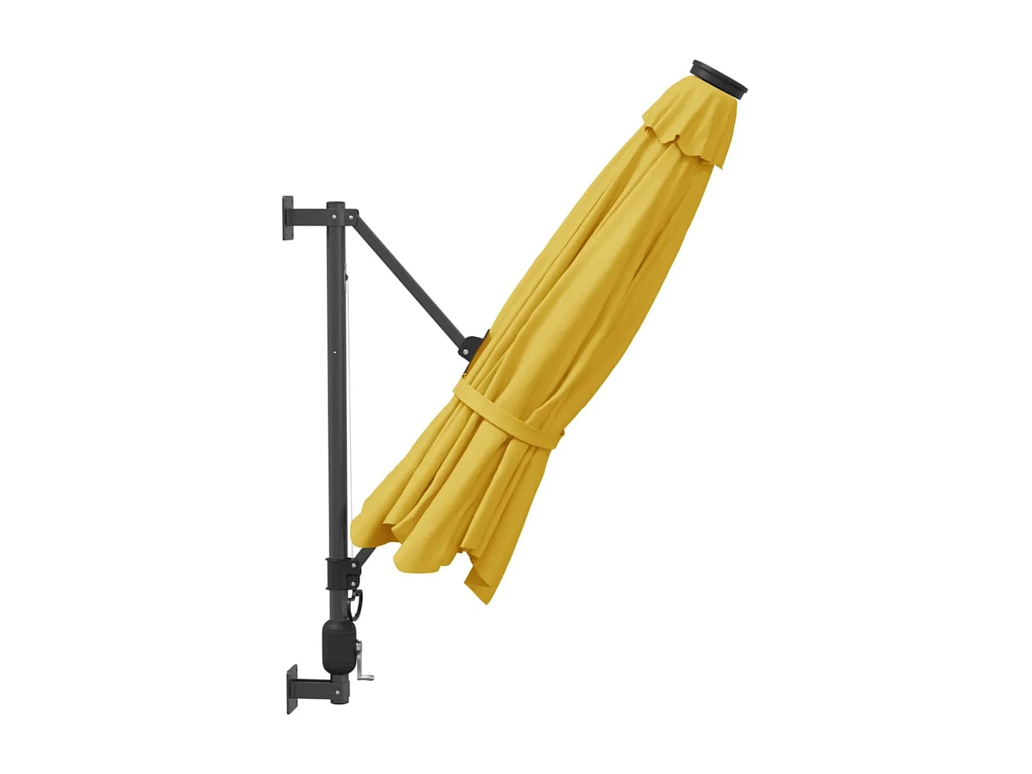 Guarda-sol de parede com luzes LED 290 cm amarelo