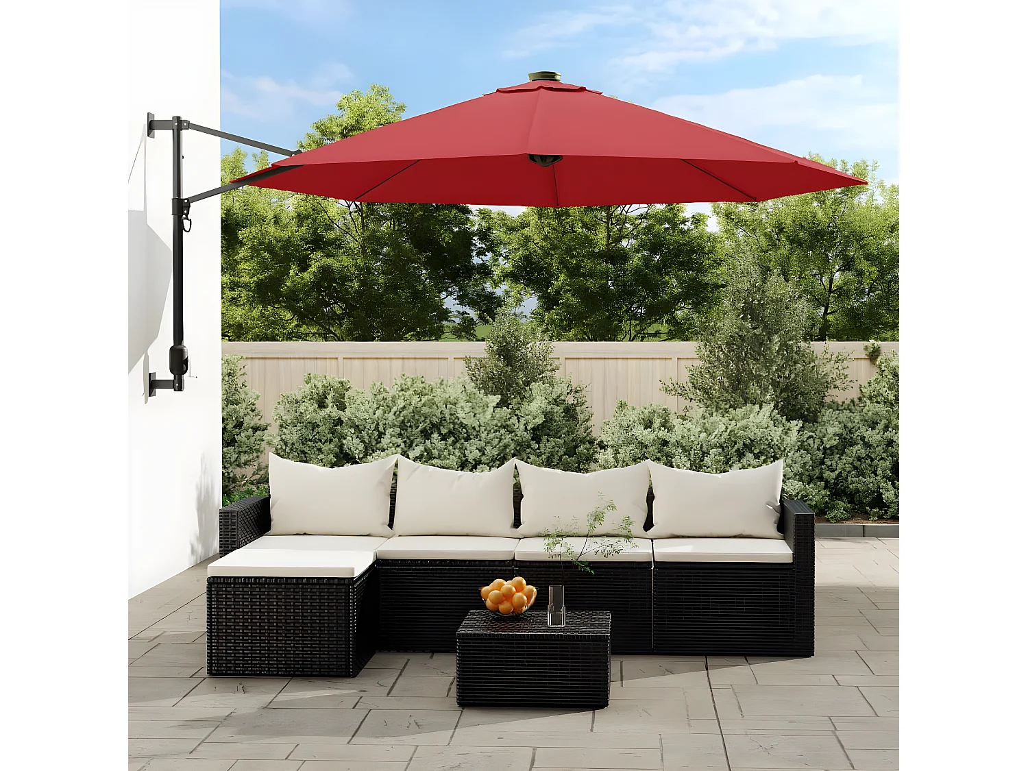 Sombrilla de pared rojo brillante 290 cm