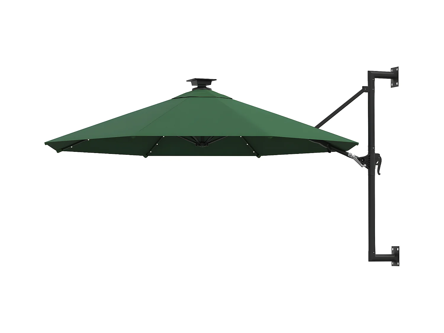 Sombrilla de pared con LEDs y poste de metal 300 cm verde