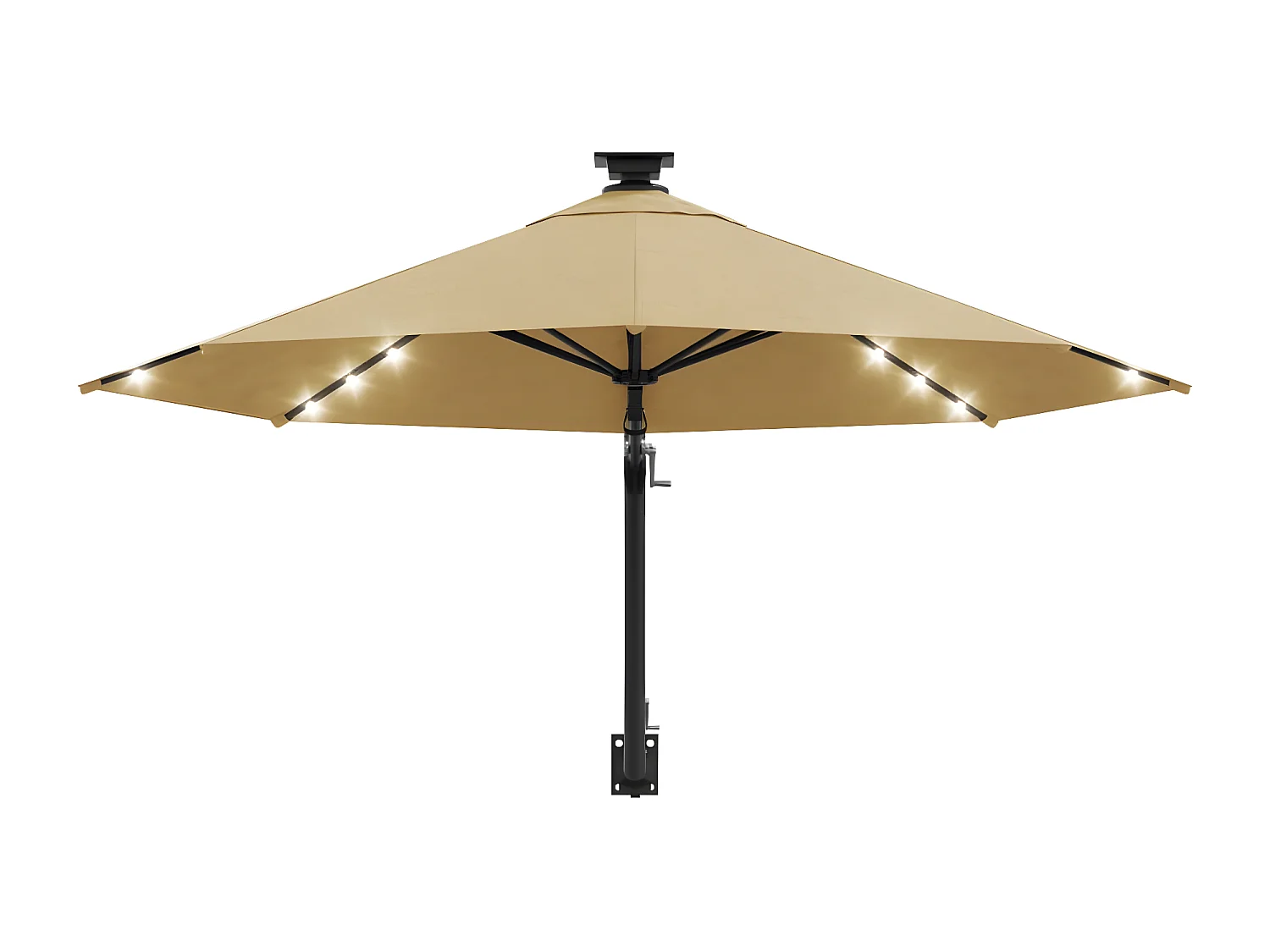 Parasol mural avec mât métallique et LED 300 cm Taupe