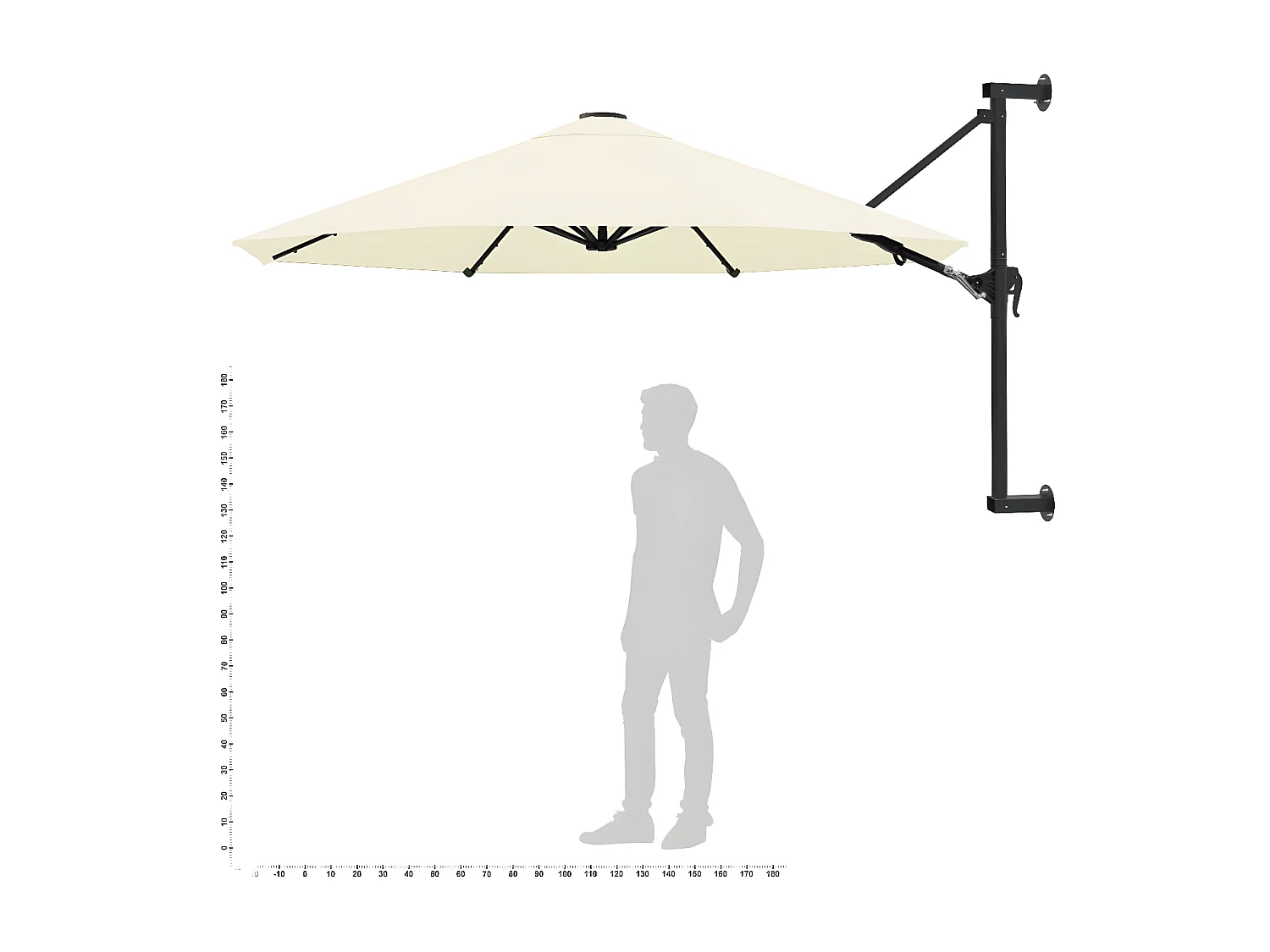 Parasol mural avec mât métallique 300 cm Sable
