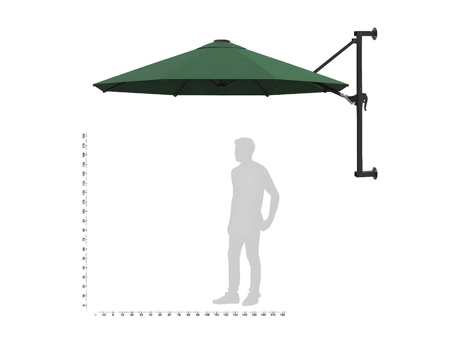 Parasol mural avec mât métallique 300 cm Vert
