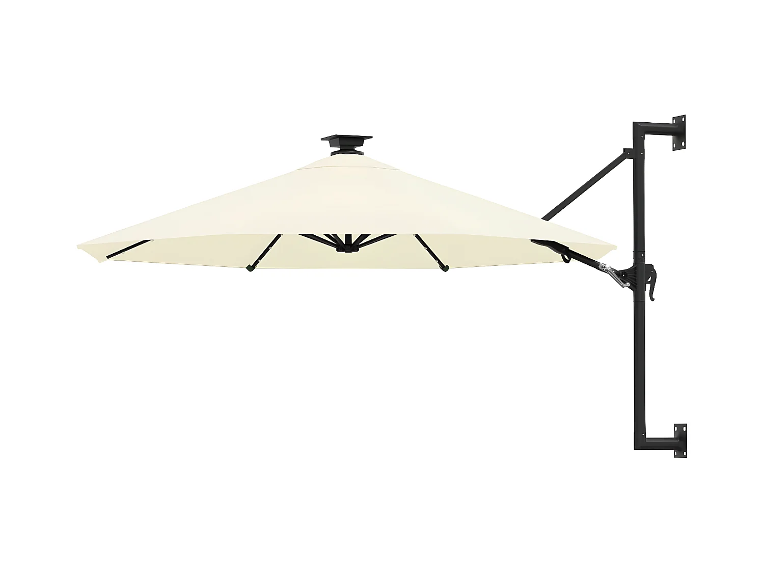 Parasol mural avec mât métallique et LED 300 cm Sable