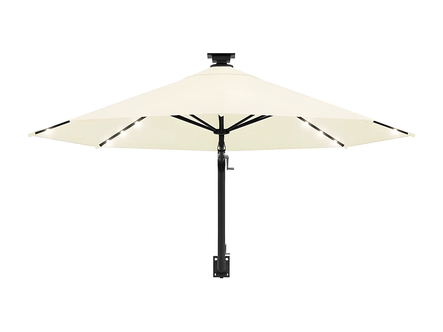 Parasol mural avec mât métallique et LED 300 cm Sable