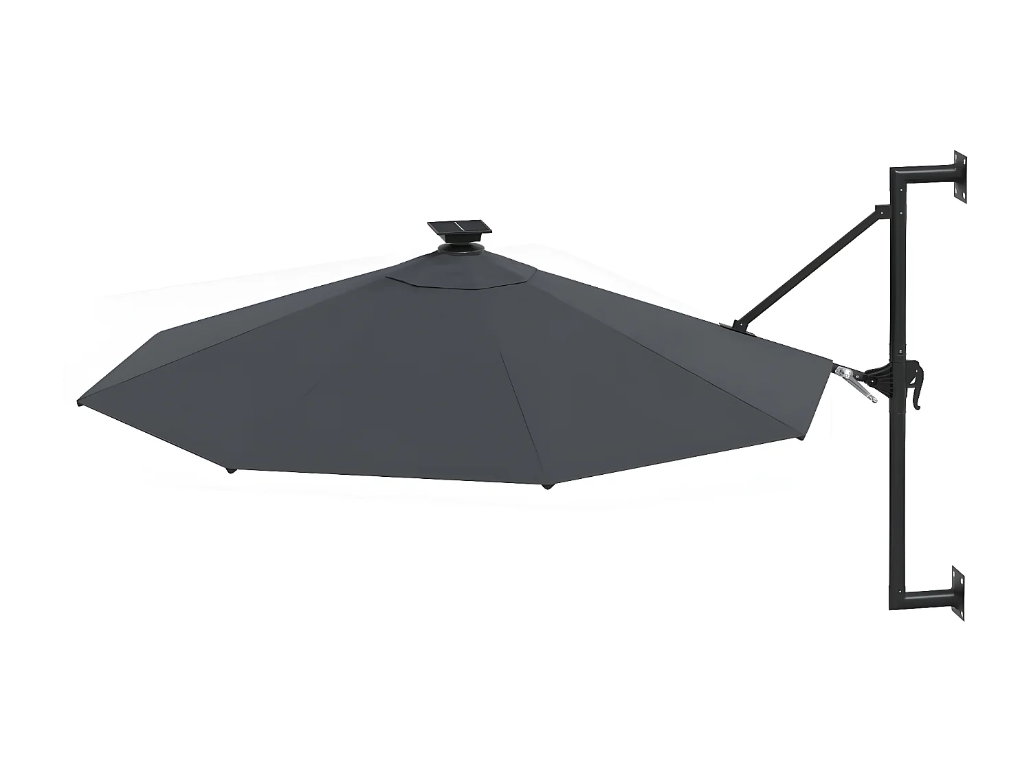 Parasol mural avec mât métallique et LED 300 cm Anthracite