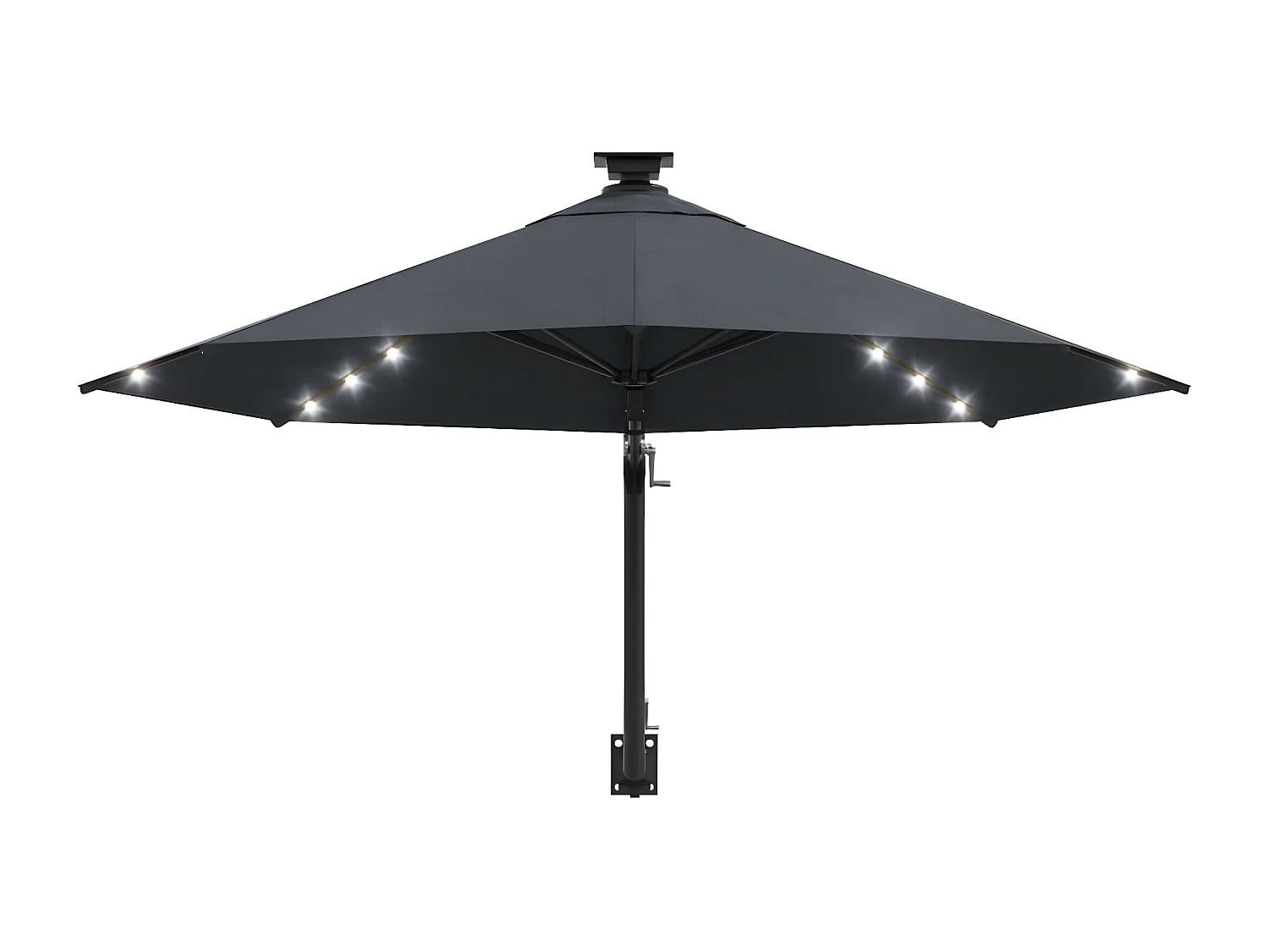 Parasol mural avec mât métallique et LED 300 cm Anthracite