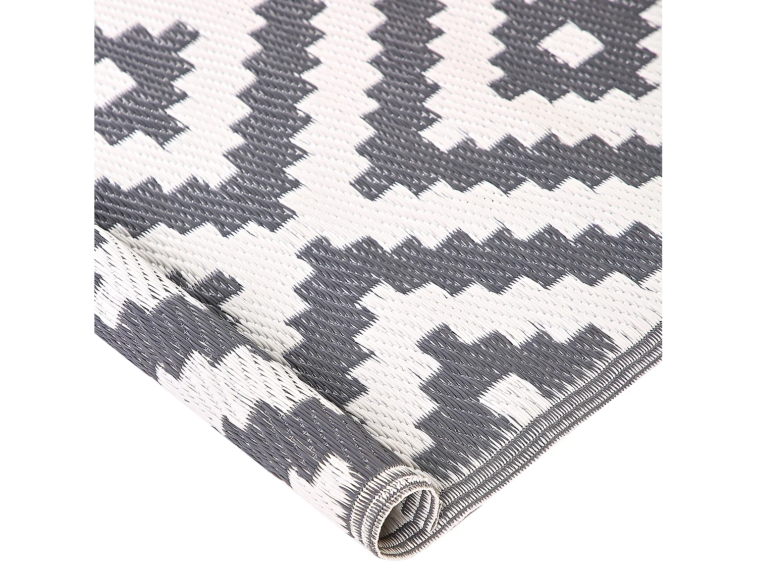 Tappeto da esterno grigio con motivo geometrico 120 x 180 cm HAPUR