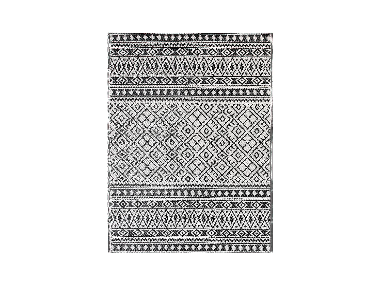 Outdoor Teppich schwarz 180x240 cm Kunststoffmatte geometrisches Muster Narli