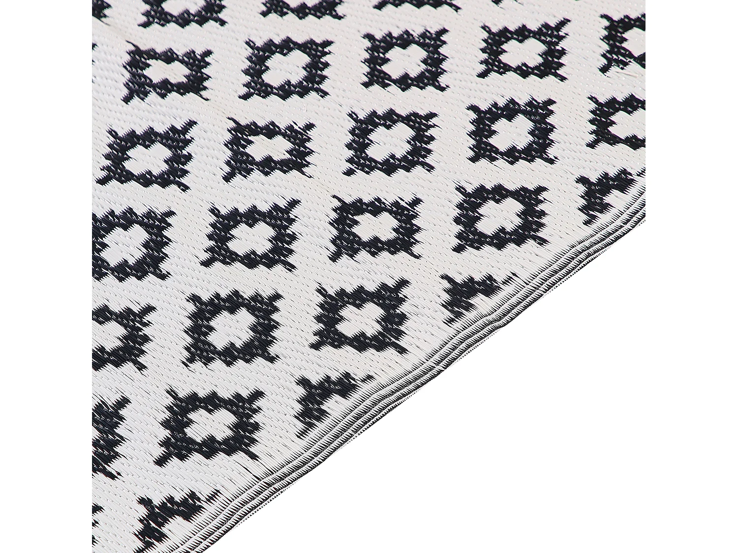 Outdoor Teppich schwarz 180x240 cm Kunststoffmatte geometrisches Muster Narli