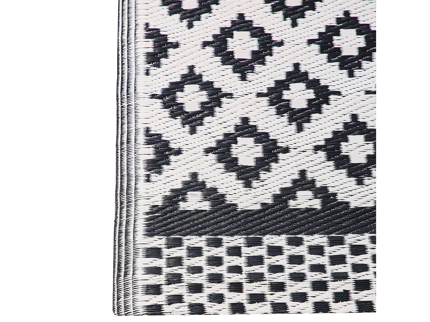 Outdoor Teppich schwarz 180x240 cm Kunststoffmatte geometrisches Muster Narli