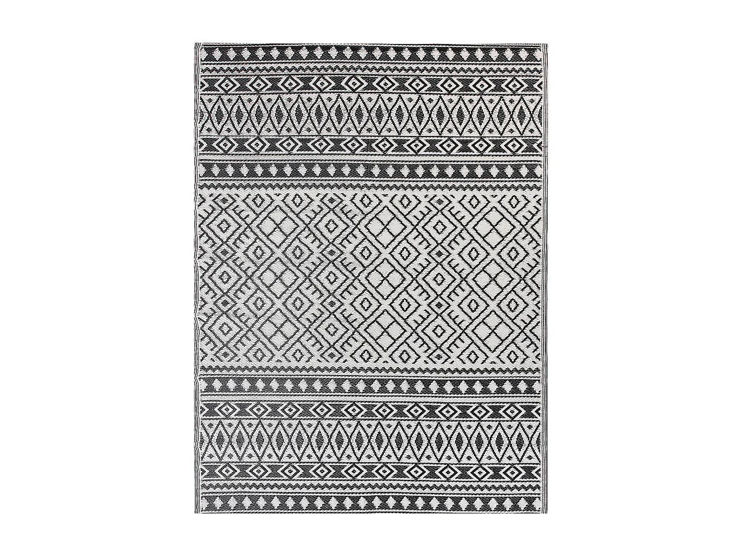 Outdoor Teppich schwarz 180x240 cm Kunststoffmatte geometrisches Muster Narli