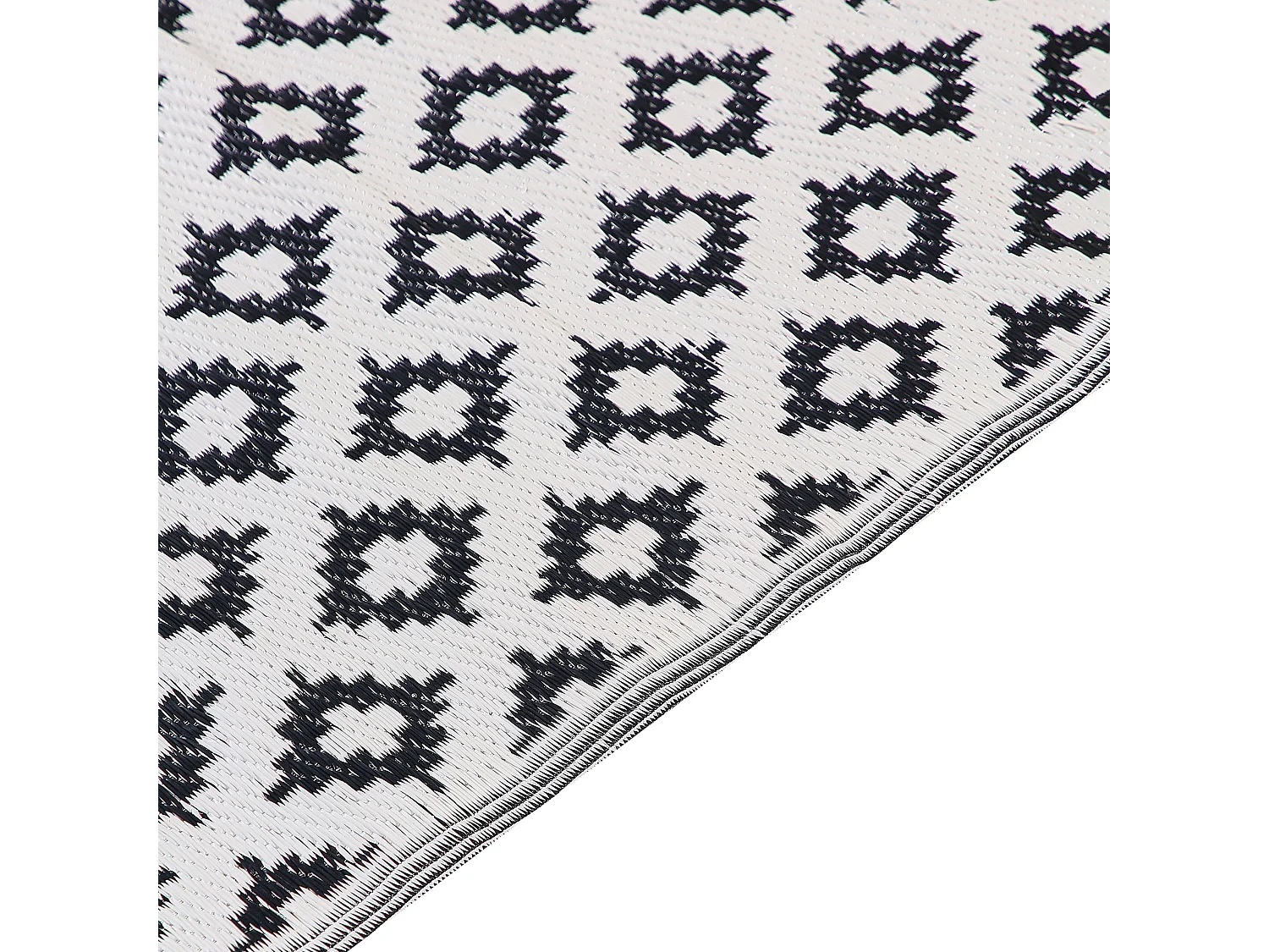 Outdoor Teppich schwarz 180x240 cm Kunststoffmatte geometrisches Muster Narli