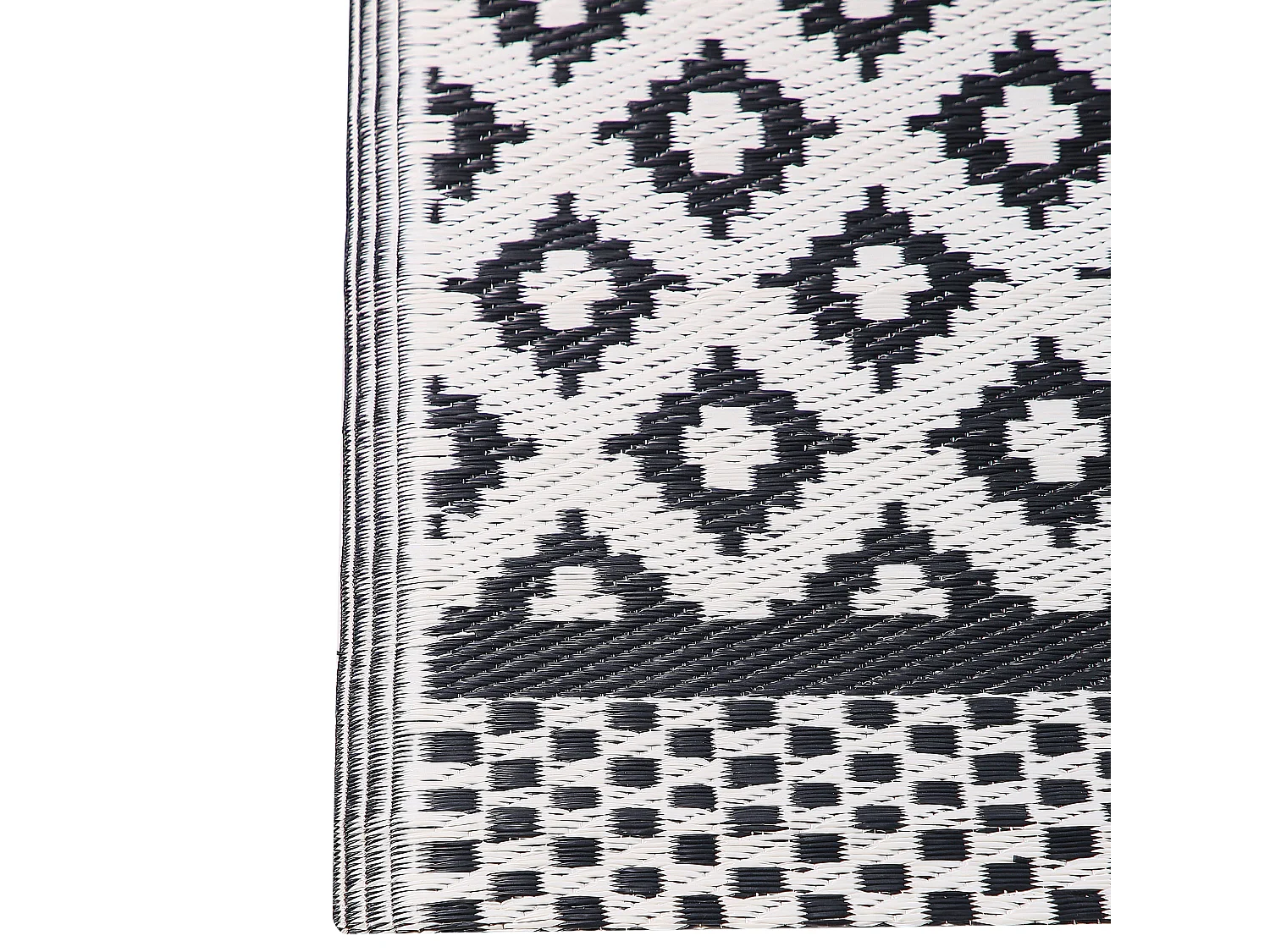 Outdoor Teppich schwarz 180x240 cm Kunststoffmatte geometrisches Muster Narli