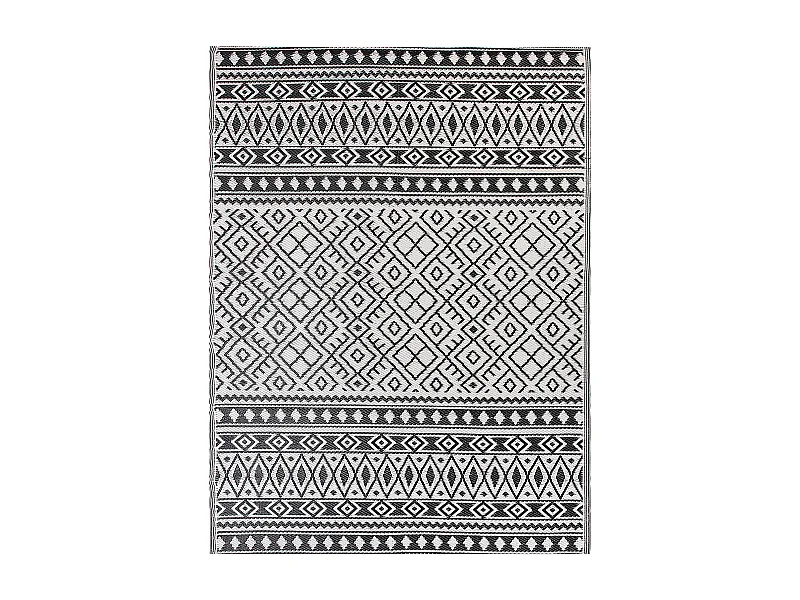 Outdoor Teppich schwarz 180x240 cm Kunststoffmatte geometrisches Muster Narli