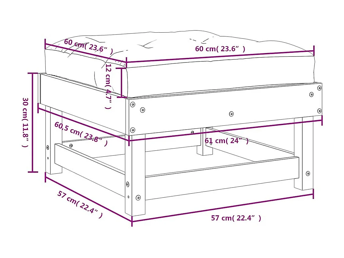Gartenhocker mit Kissen Kiefernholz Imprägniert