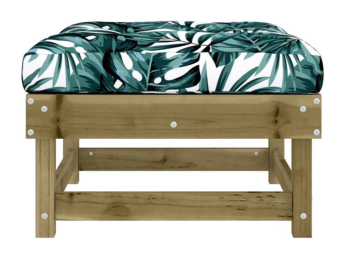 Poggiapiedi da Giardino con Cuscino in Legno Impregnato di Pino