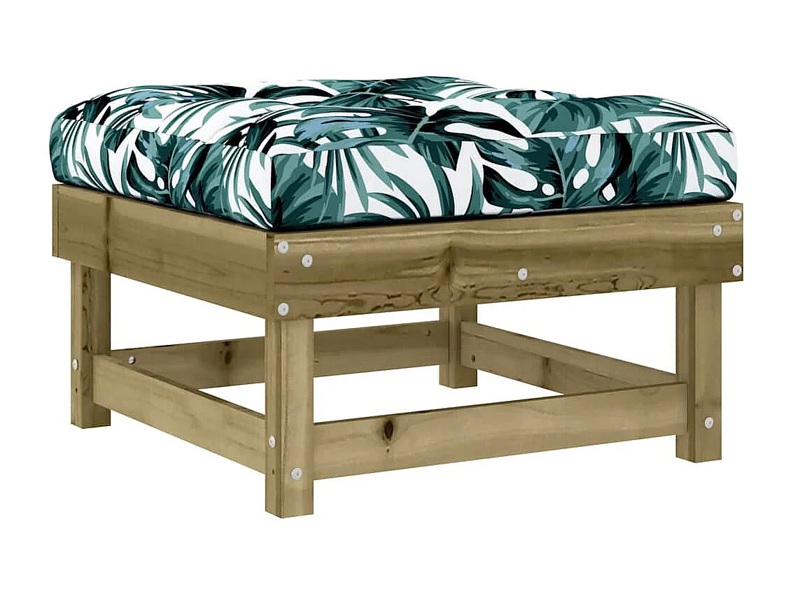 Poggiapiedi da Giardino con Cuscino in Legno Impregnato di Pino